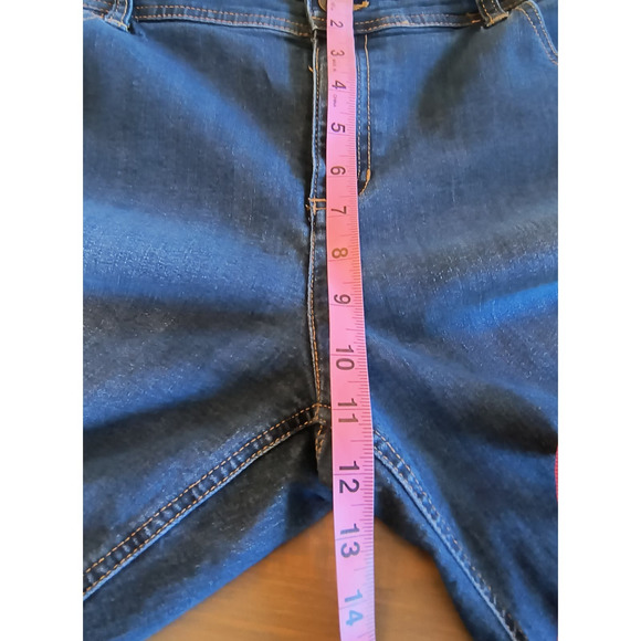 Chico's Jeans Women's Size 14 High Rise Dark Wash Stretch Embellished pockets - Picture 9 of 14